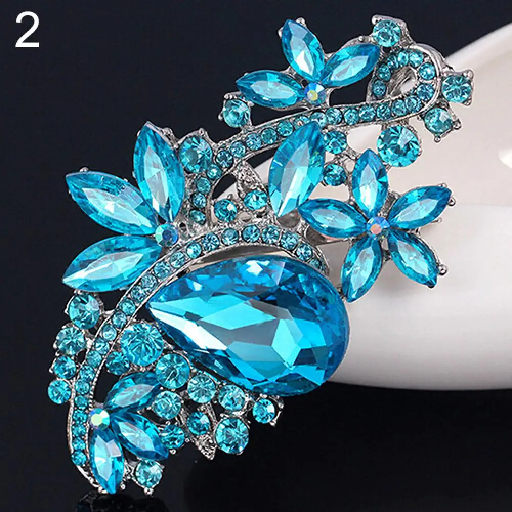 Vintage Bridal Korean Waterdrop Flower Resin Rhinestone Fashion Brooches Pin Rhinestone Crystal Brooches Bouquet Wedding Jewelry