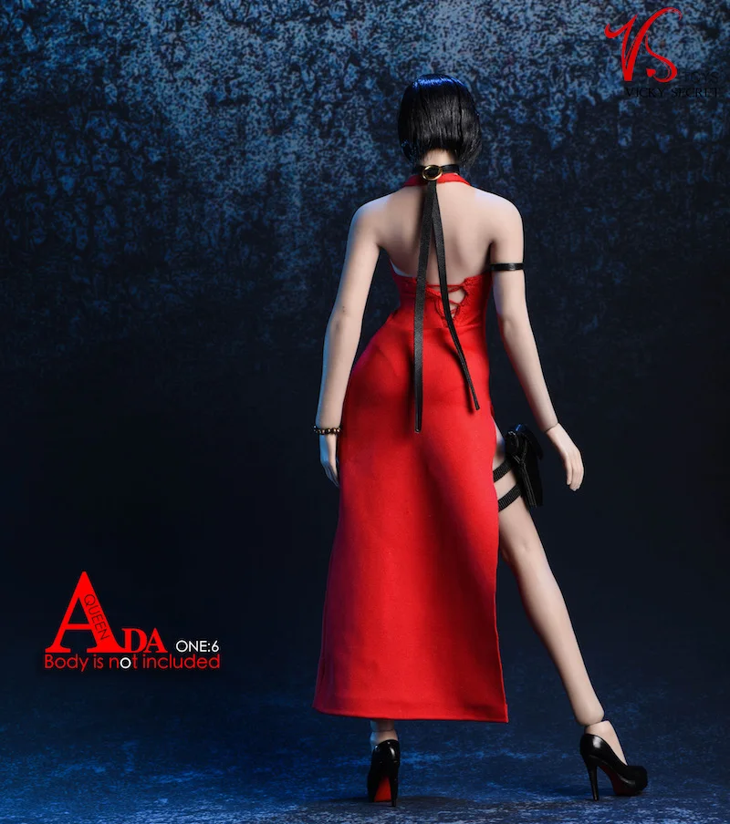 Vstoys 18XG14 vestido de noche femenino a escala 1/6, falda larga con cuello colgante, modelo de ropa apto para cuerpo de figura de acción de soldado de 12 pulgadas