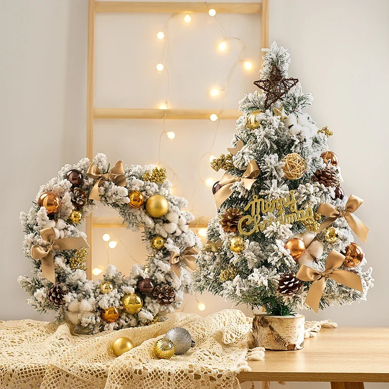 

2022 Christmas tree home desktop ornaments small mini table ins wind Christmas decorations wreath wreath