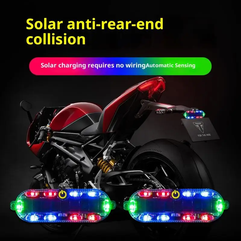 Car Solar Charging-free Anti-rear Collision And Explosion-proof Safety Light Motorcycle Brake Tail Light Modified Flash Light
