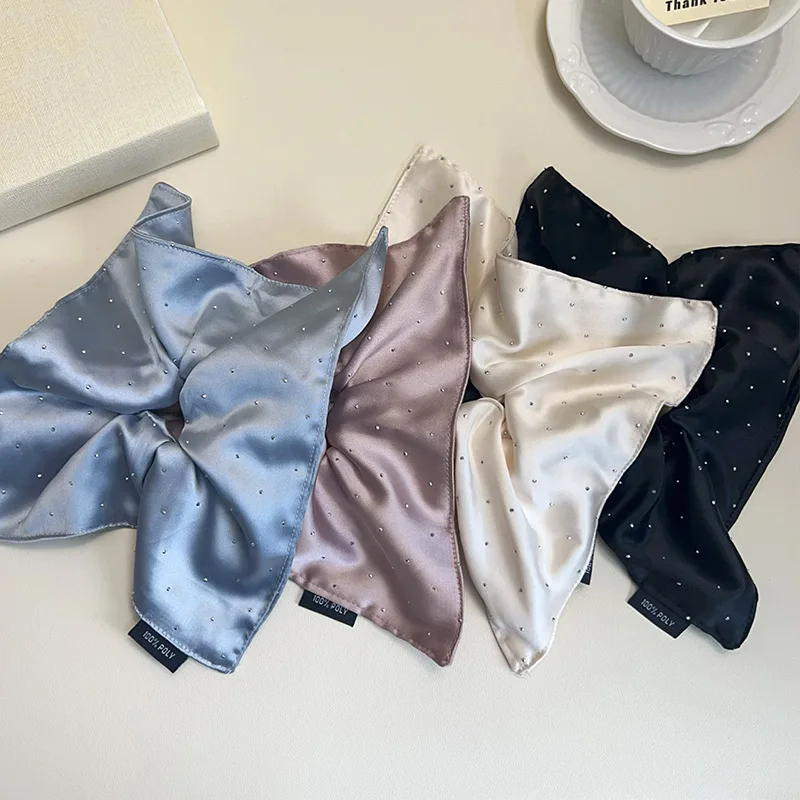 

Satin Silk Square Scrunchies Elastic Hair Bands Women Girls Solid Ponytail Holder Large Hair Ties Rope Hair Accessories Fashion