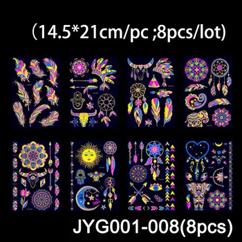 Světelné dočasné tetovací samolepky Fluorescenční neonové v tmavém osvětlovacím tetování slon/láska srdce rameno tetování párty samolepka 10 nejlepší prodej permanentní tetovací nálepka - №10