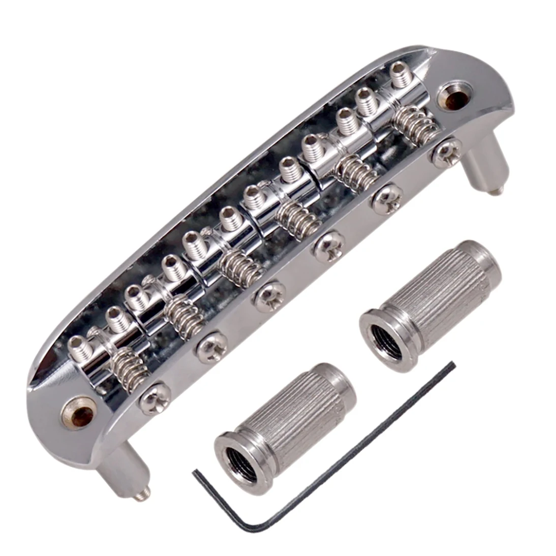 Guitar Saddle Bridge with Adjustable Barrel Saddles Zinc Alloy for Mustang Jaguar Jazzmaster Guitar Accessories,Silver