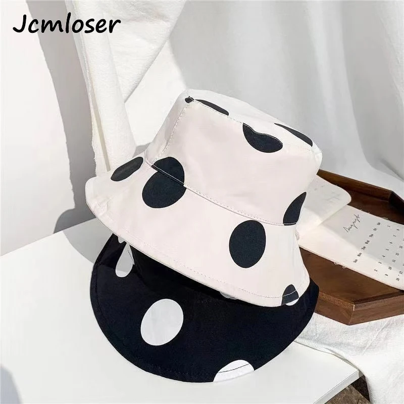 New Double-faced Women Bucket Hat polka dots Sunscreen Women Hat Outdoor Travel Cycling Caps Fishermen Hats leisure Panama Cap