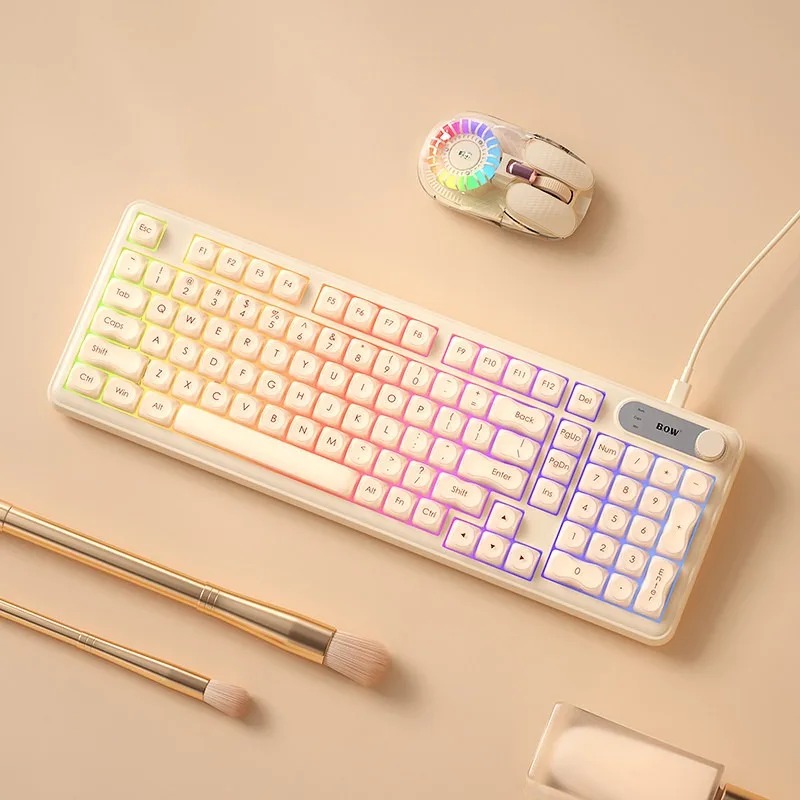 

Bluetooth Wireless Keyboard ABS PC 2.4G Triple Mode Ergonomic Silent RGB Keyboards for Universal for Tablets Office Gaming