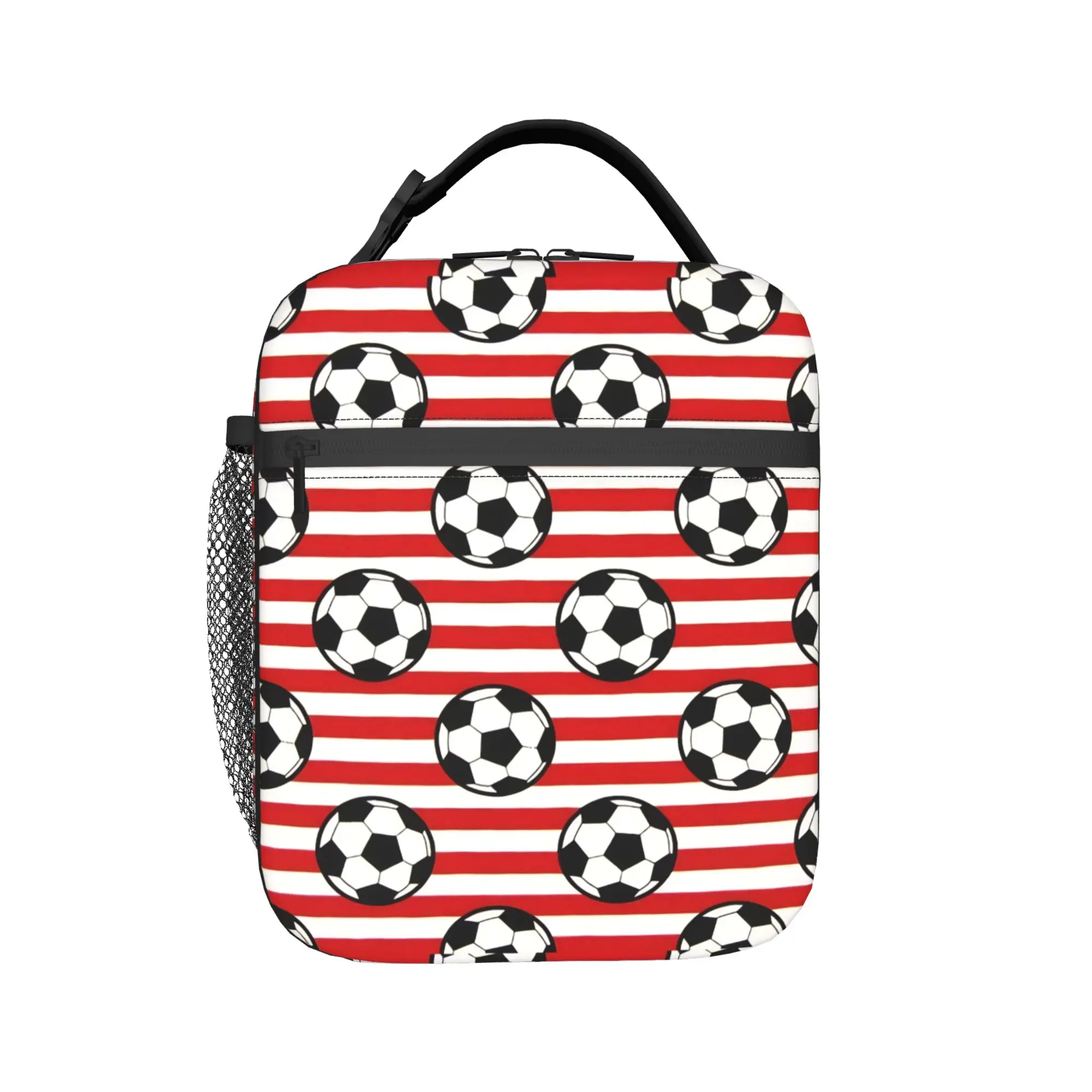 Soccer Ball Football Sports Pattern Insulated Lunch Bag for Men Women Food Portable Cooler Thermal Lunch Boxes For Travel