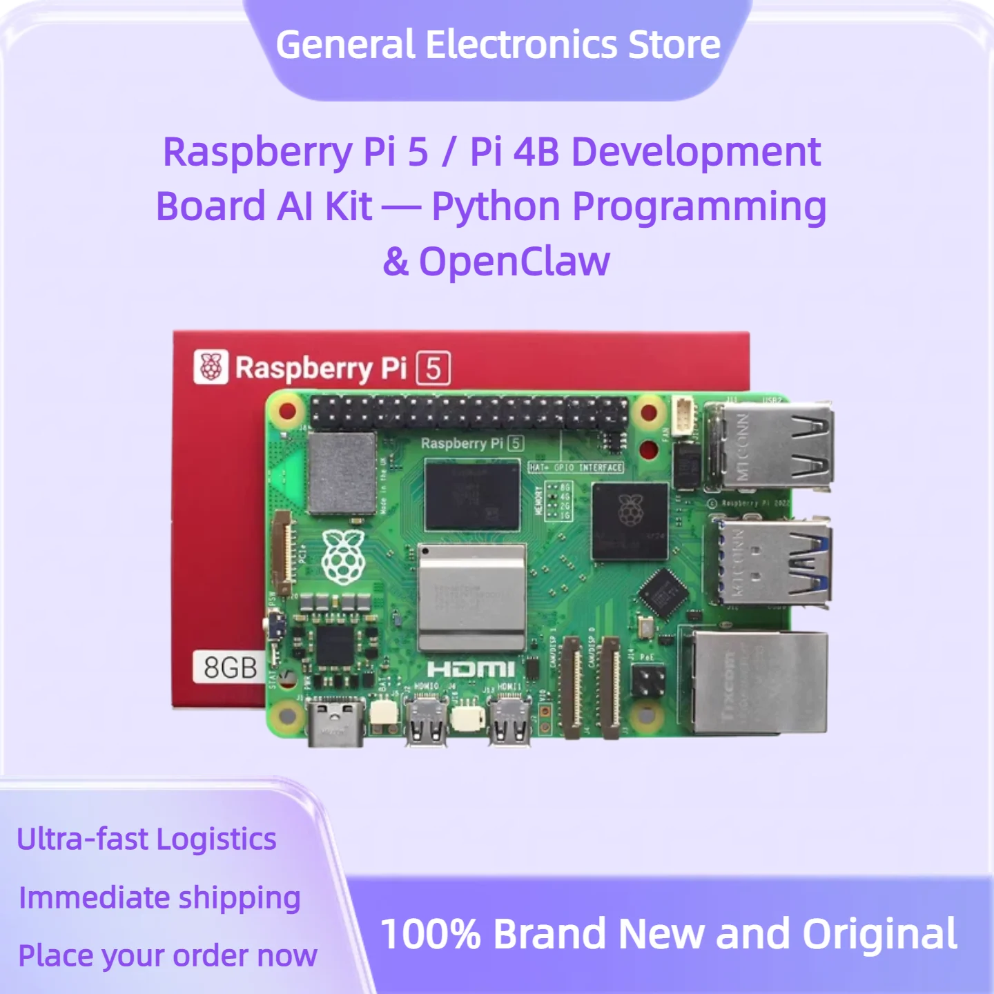 Raspberry Pi 5 / Pi 4B Development Board AI Kit — Python Programming & OpenClaw