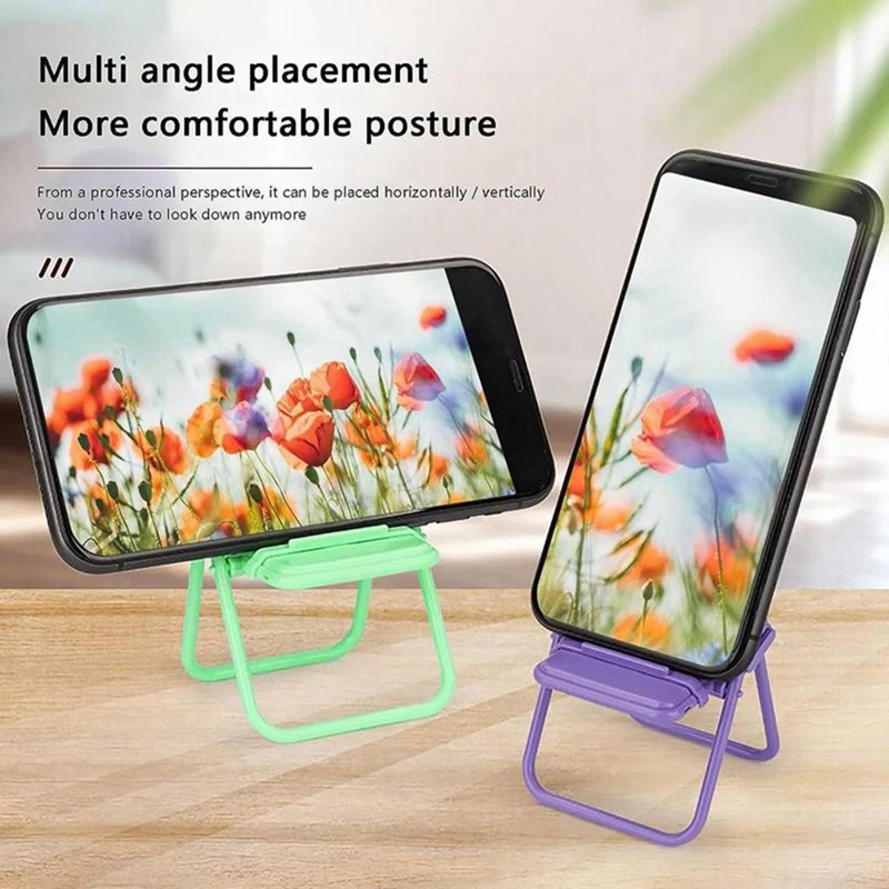 Office Desk Accessories Portable Miniature Folding Hair Desktop Cell Phone Stand Foldable Chair Phone Holder