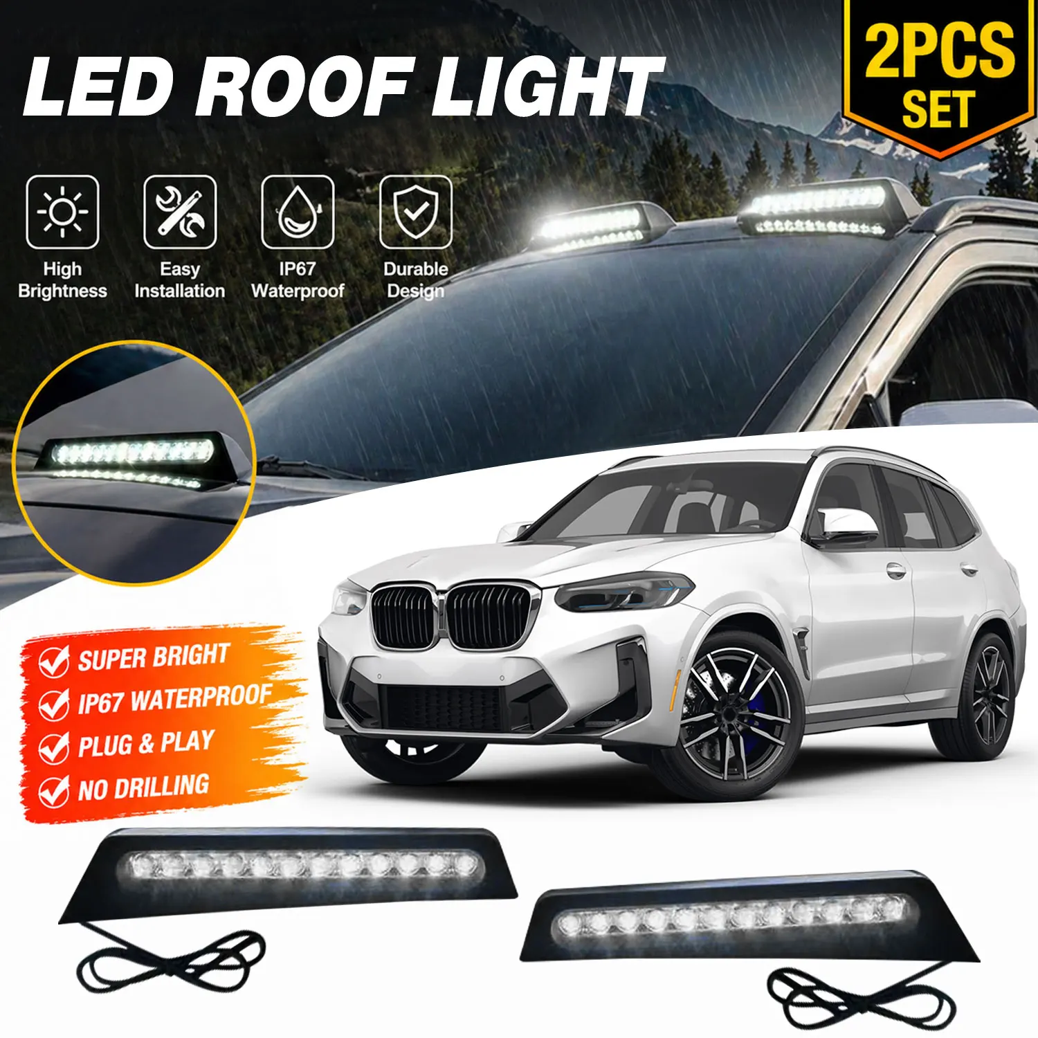 

Top Roof LED Light Cap with DRL Fits For 2012-2026 BMW X3 F25 Roof Lamp