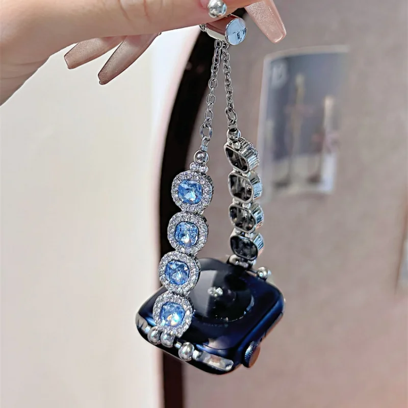 

Blue gemstone star compatible iWatch strap 38mm 40mm 41mm 42mm 44mm 45mm 49mm fashionable strap