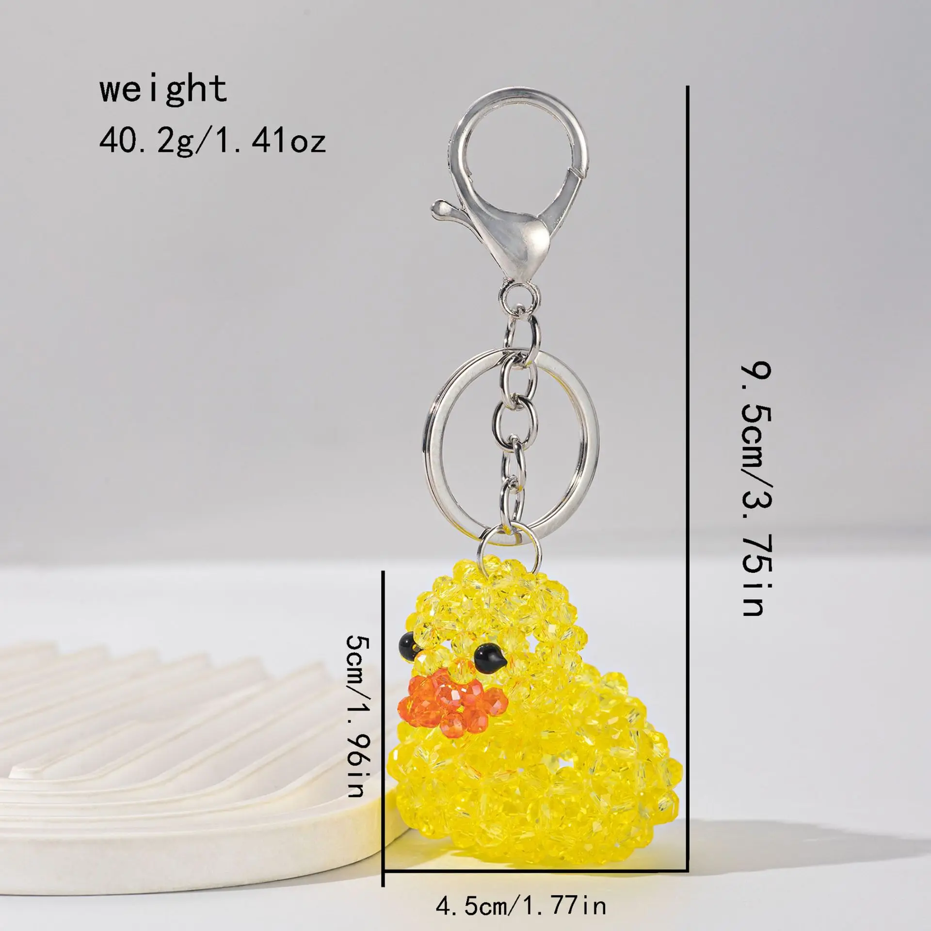 Decorative Duck Keychain Cute for Backpacks 3D Woven Yellow Resin Beads Bag Charm Accessory Sweet Hanging Gift Decoration