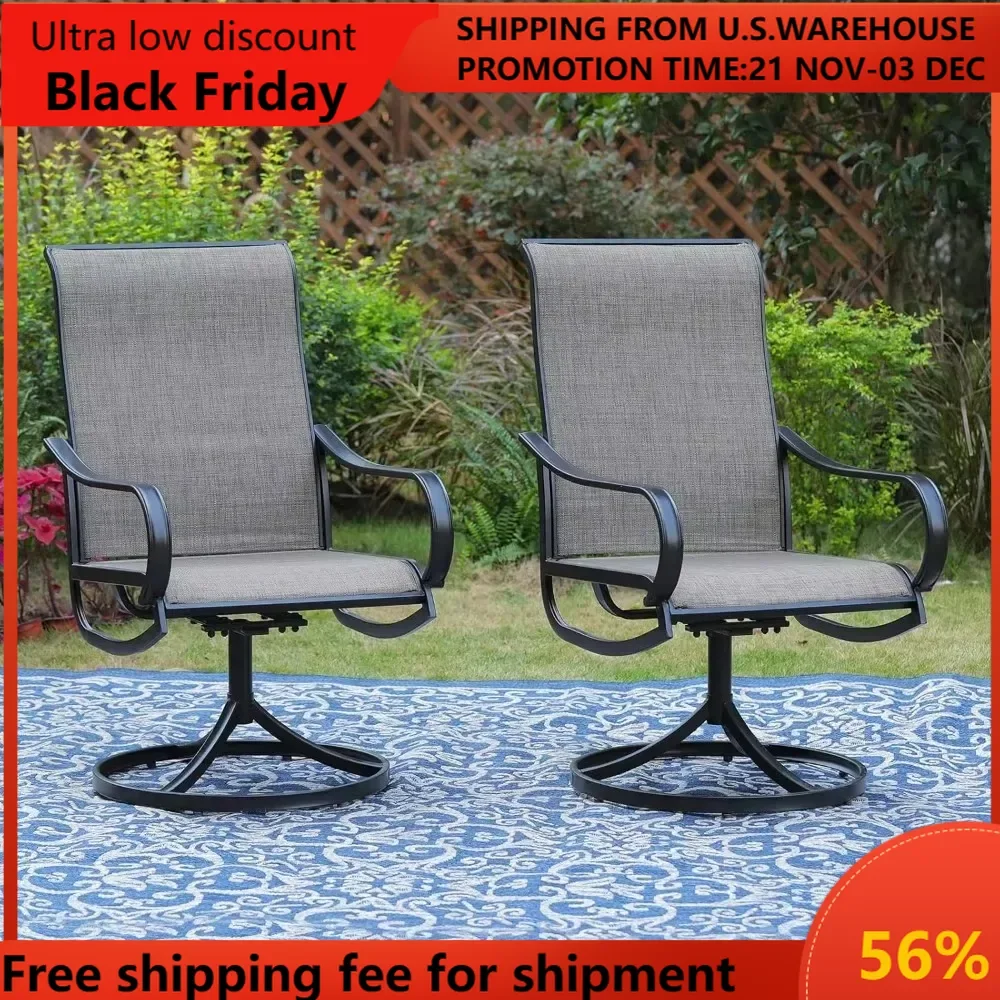 Patio Chairs All Weather Patio Dining Chairs Set of 2 Swivel Patio Chairs Textilene High Back for Lawn Garden Backyard