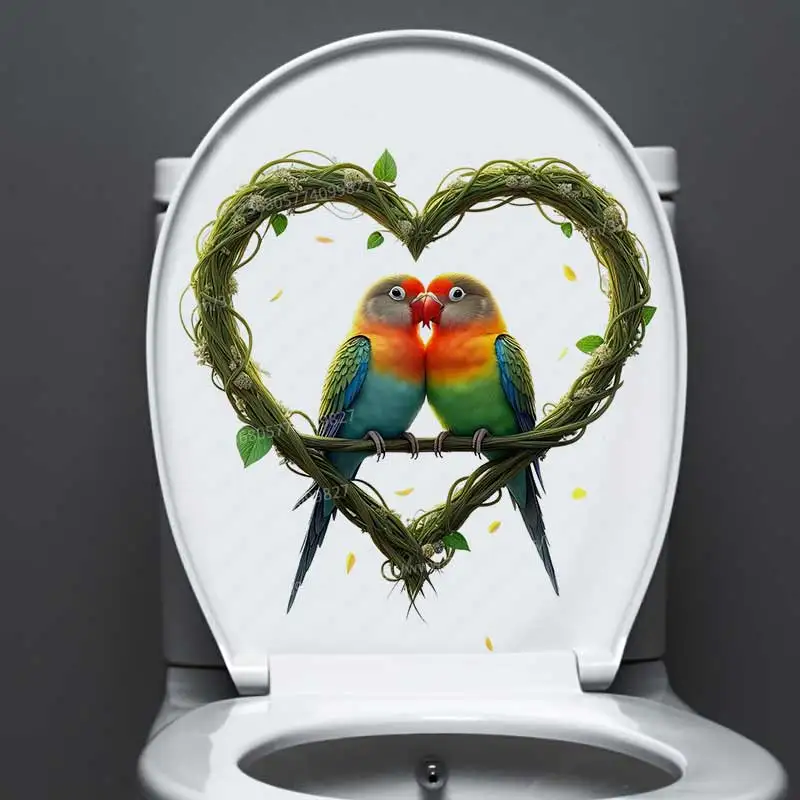 Lovebird Wall Sticker Toilet Lid Stickers, Bedroom Entrance Living Room Porch Home Decora Waterproof Decals Stickers M1455