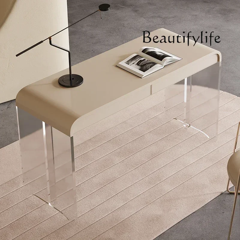 

N49 AFrench Cream Retro Style Desk Designer Desk Minimalist Home Acrylic Suspension Dresser Writing Desk