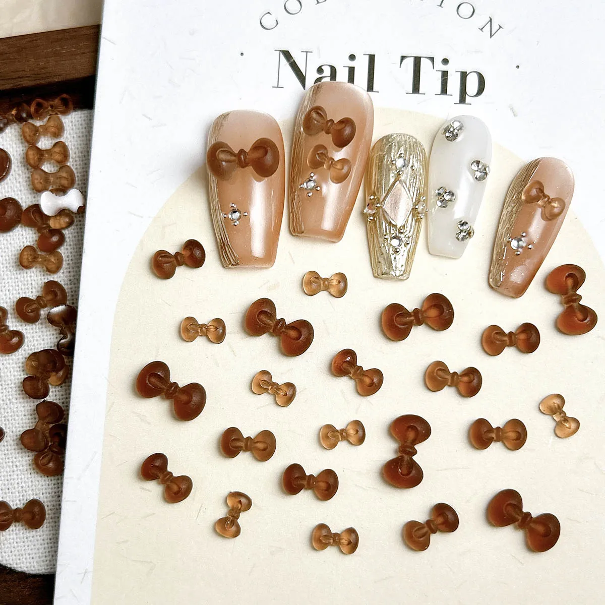 60 قطعة ثلاثية الأبعاد بلون لطيف العلاقات الراتنج مسمار السحر شفافة ميلارد اللون القوس مسمار الفن زينة DIY بها بنفسك أجزاء الأظافر الفرنسية