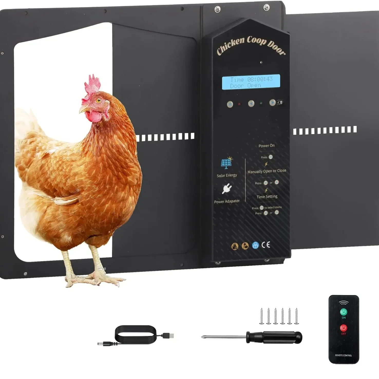 Automatic switch chicken coop door, solar remote control switch, anti-pinch light sensing system