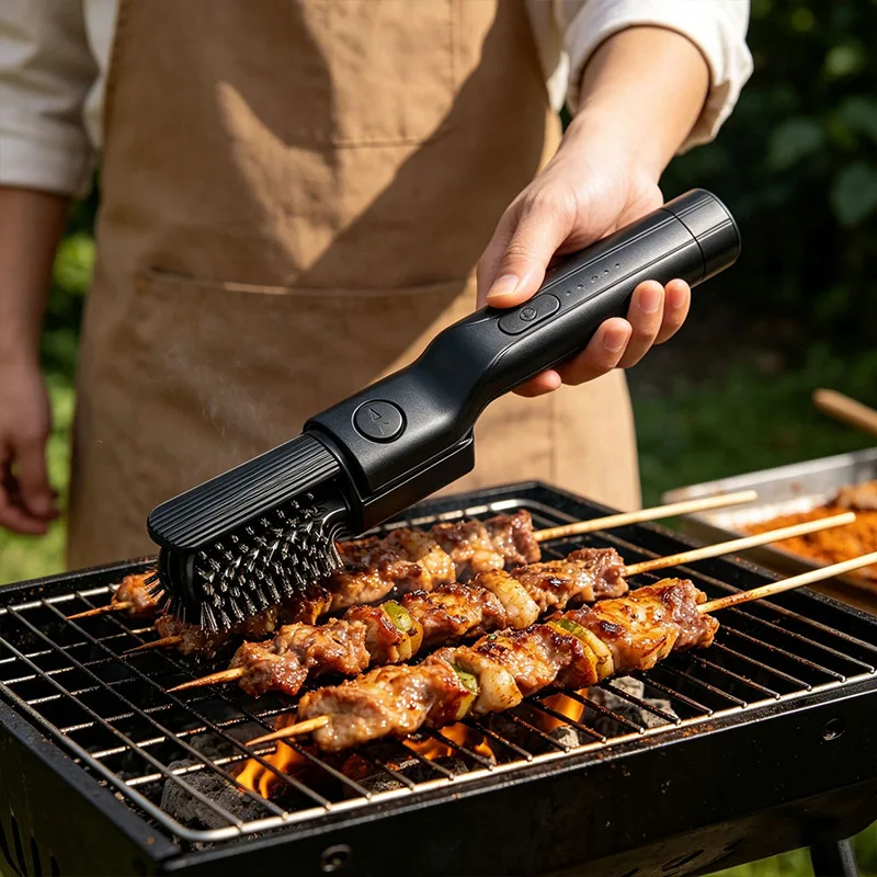Cross-border new second-generation folding electric barbecue brush heavy oil cleaning artifact barbecue  grill net cleaning tool