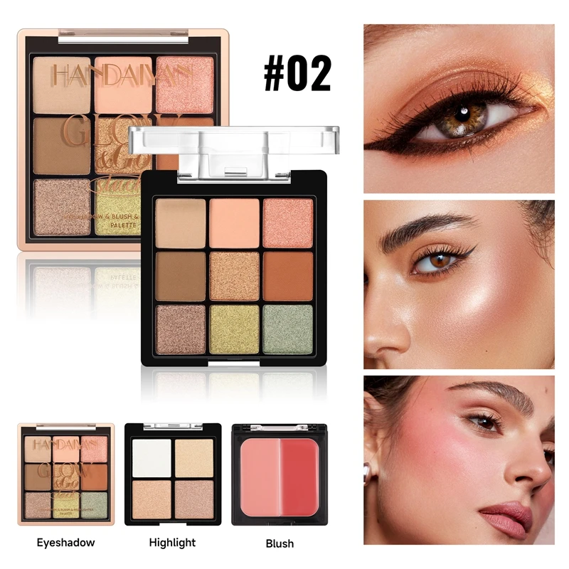 Ombretto Evidenziatore Blush 3in1 Trucco multifunzione Cosmetico Impermeabile Lunga durata Tavolozza di ombretti perlati opachi a 3 strati