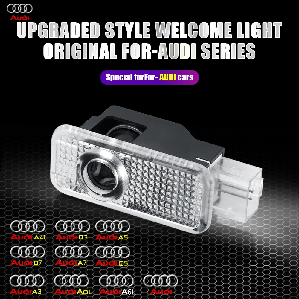 2Pcs Car Door Welcome Lights For Audi Sline S3 S5 TT A4 B7 B8 B9 A3 8P 8V 8L A5 A6 C6 C5 C7 A1 Q3 Q7 Q5 RS6 Logo Projector Lamp