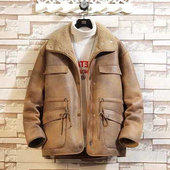 Jacket men's 2023 winter new thick and warm oversized double-sided casual wear
