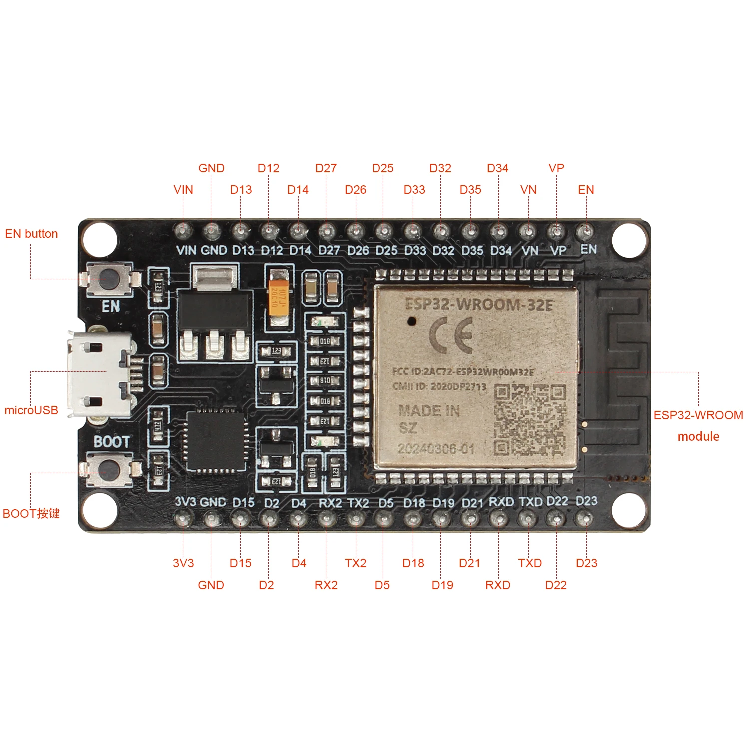 ESP32 Drótnélküli wifi Bluetooth fejlesztési Deszka 802.11b/g/n 802.11n 2.4ghz 150mbps WMM Azonnali Jegyzettömb ACK ESP32-WROOM-32