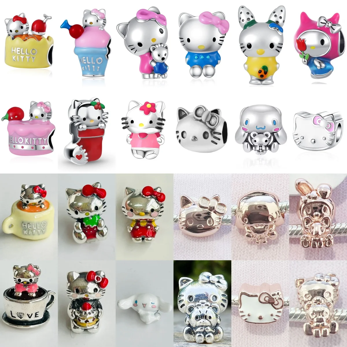2026 Mais Vendido Berloque de Prata 925 Fofo Hello Kitty para Pulseira Original Acessórios DIY Joias Requintadas