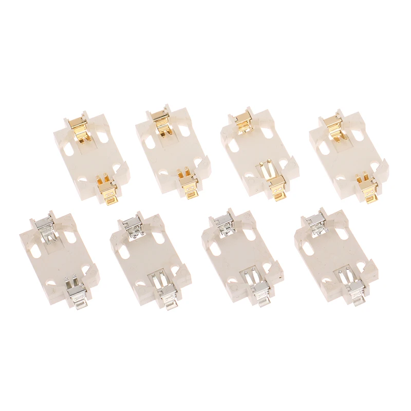 10Pcs White Housing Gold-Plated Tin-Plated Button Battery Holder For CR2032 Cr2025 Bs-6 SMD Button Battery Holder Socket Cases