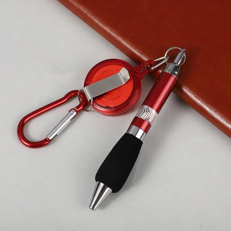 240pcs Retractable Badge Reel Ballpoint Pen Belt Clip Key Chain with Carabiner Hook Portable Ball Pen Lanyard Pen Gifts SN442323