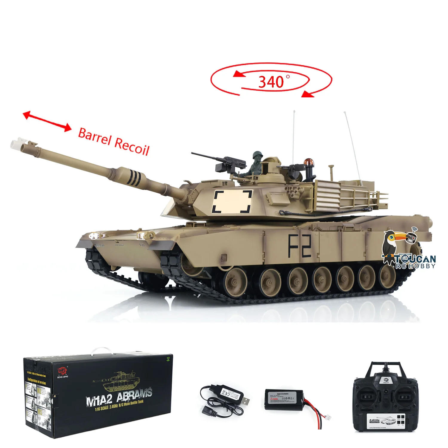 2.4Ghz Heng Long 1/16 Scale 7.0 Plastic RC Tank Model M1A2 Abrams 3918 Remote Control Tank Barrel Recoil TH17789