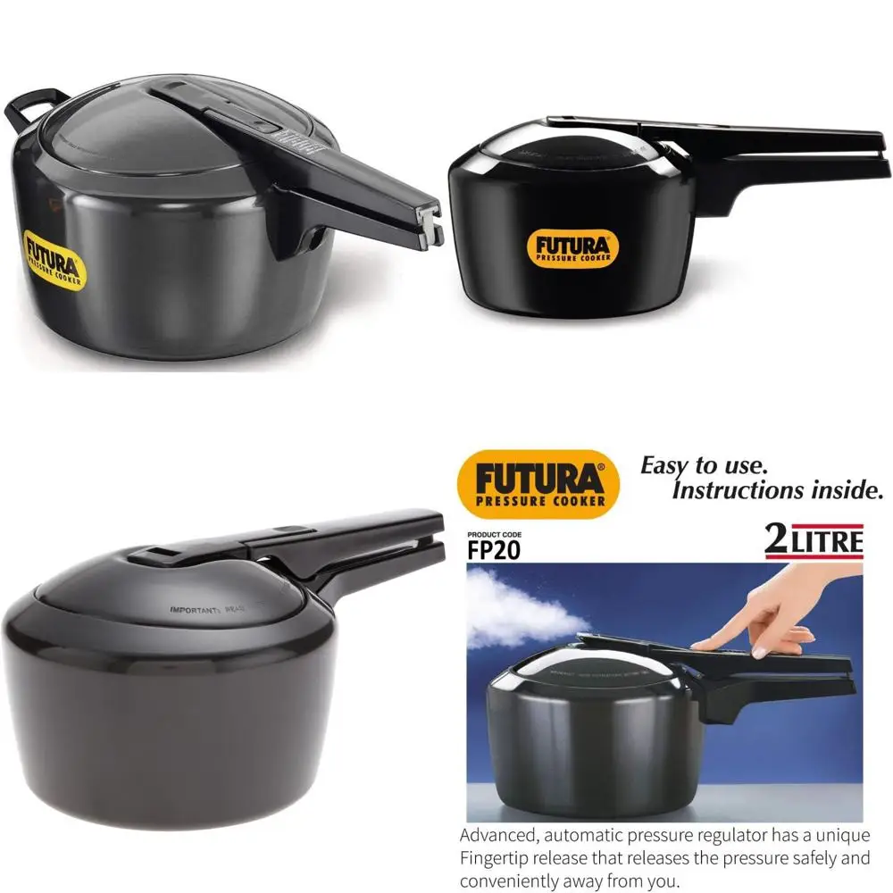 

5-Liter Hard Anodized Inner Lid Pressure Cooker with Pan Cooking Feature, Black, Large Capacity Multi-Use Kitchen Essential