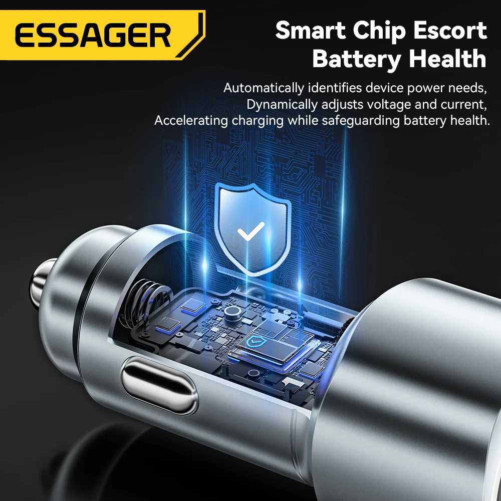 Essager-USB Type-Cカーチャージャー,89W, iPhone 15 Pro, Huawei P60 Pro,DVD 3.0, FCP,急速充電