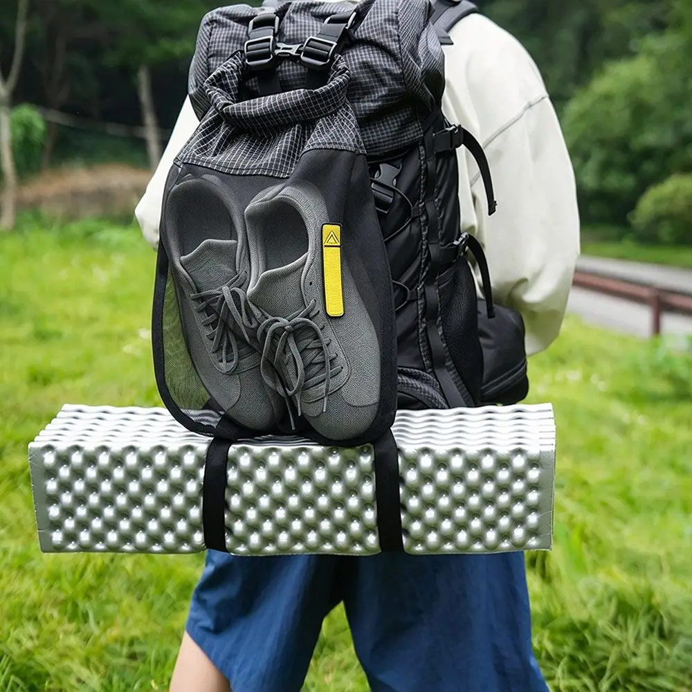 Nylon Mesh External Backpack Shoe Bag Lightweight Drawstring Hanging Shoe Bags Space Saving Backpack Attachment Bag for Shoe