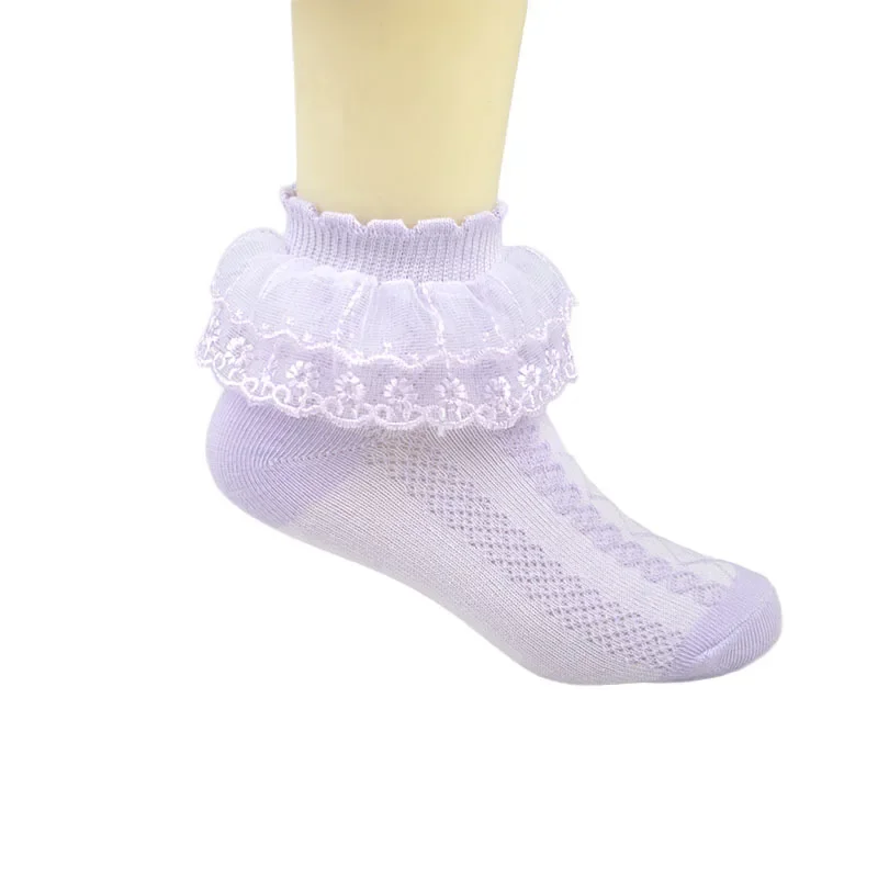 Girls' Lace Socks for Spring, Wholesale for Primary School Students: White Mesh Dance Socks for Children, Lace Princess Socks