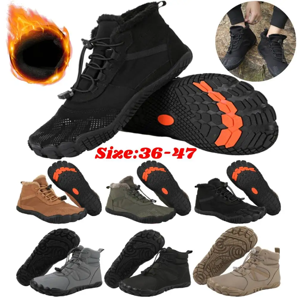 Winter Boots Men Women Snow Barefoot Casual Shoes Outdoor Work Shoes Ladies Warm Fur Ankle Shoes Male Snow Boots Hiking Shoes