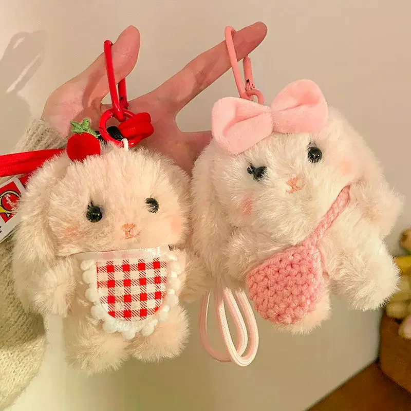 漫画ぬいぐるみウサギキーホルダーぬいぐるみおもちゃバッグペンダントチャーム車のキーリングアクセサリー女性カップルのためのかわいいギフト