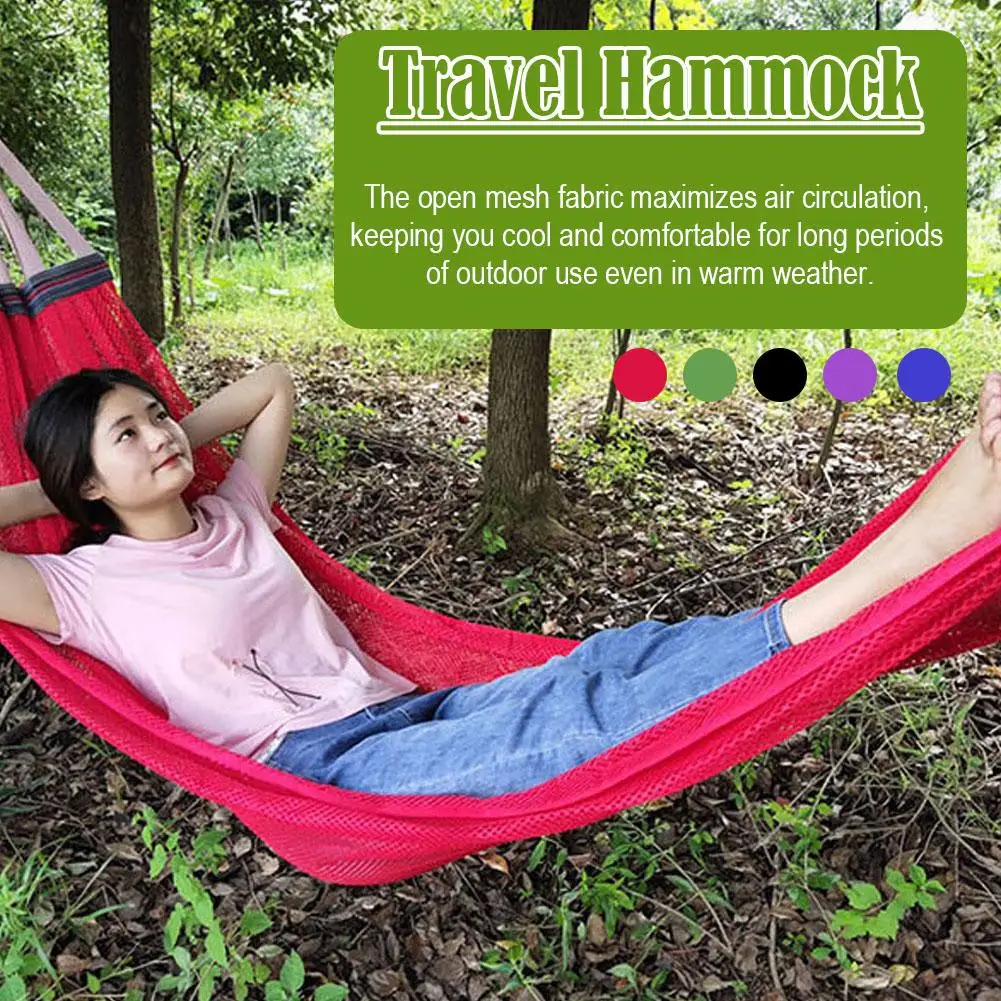Portable Thickened Nylon Rope Hammock Indoor Outdoor Mesh Hammock Swing Chair Durable Comfortable for Garden Camping Patio image 2