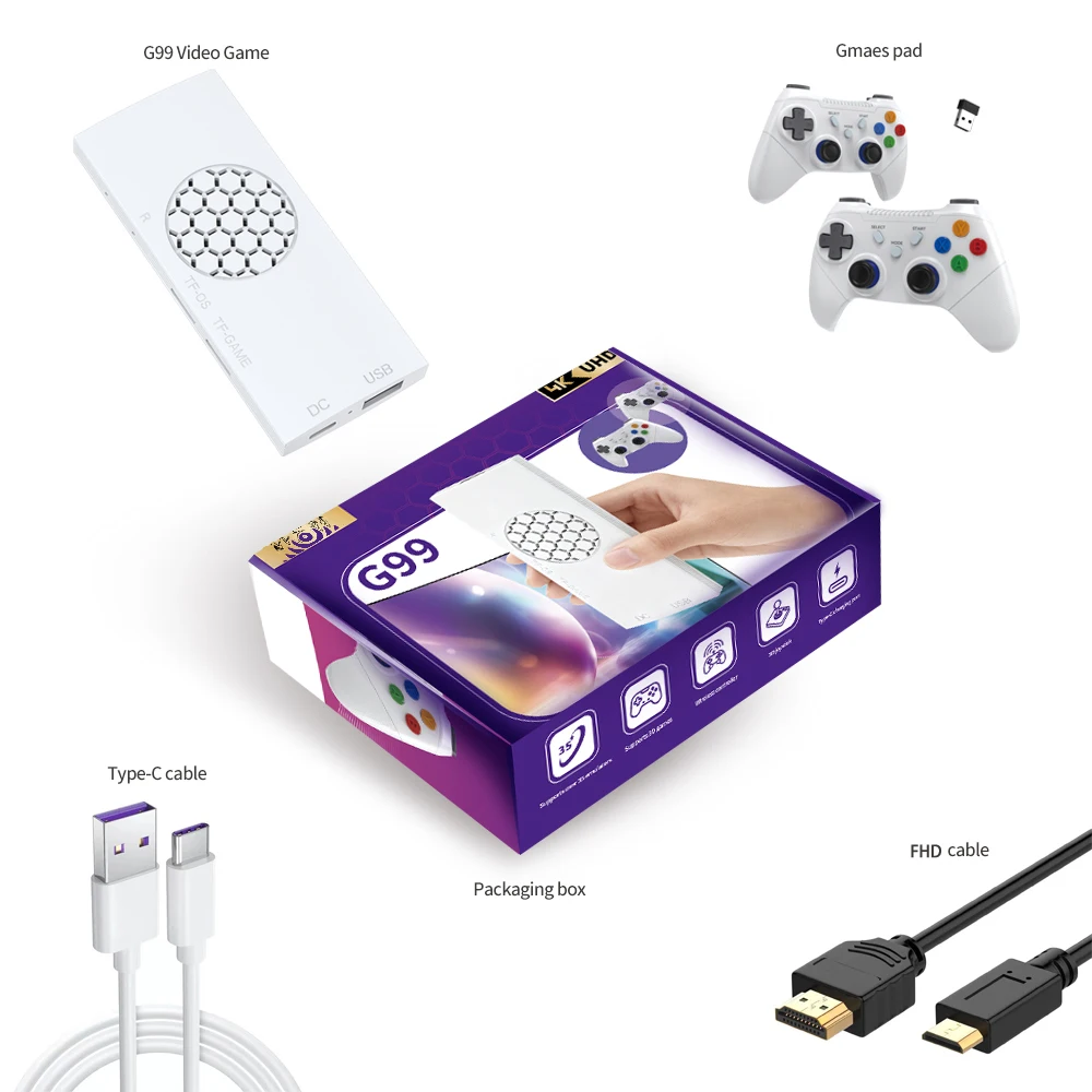 وحدة تحكم ألعاب ريترو G99,4K FHD مع وحدة تحكم لاسلكية تدعم أكثر من 35 محاكيات. محطة ألعاب فيديو بثمانية نوى #6