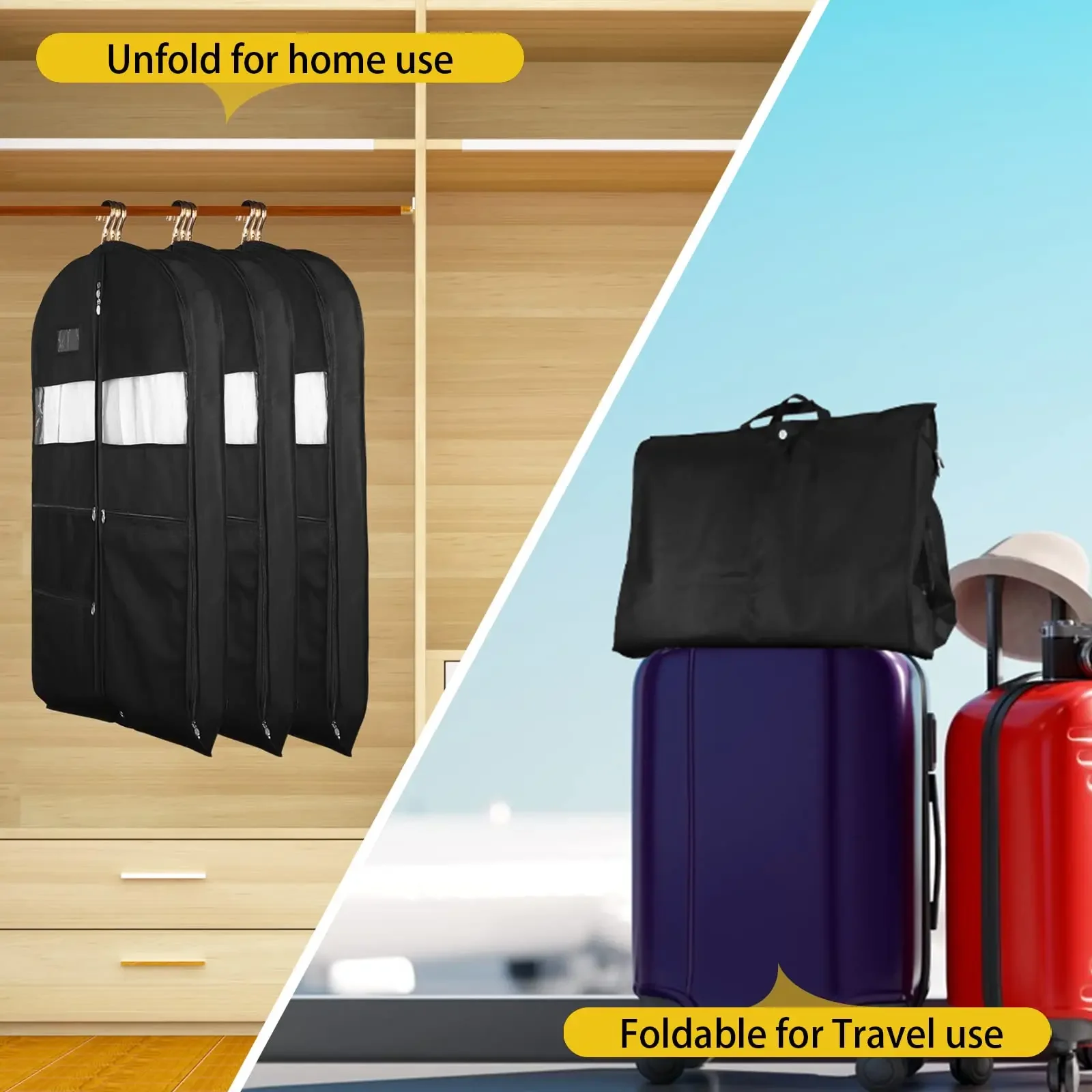 Dustproof Clothing Covers Waterproof Clothes Dust Cover Coat Suit Dress Protector Hanging Garment Bags Closet Organizer