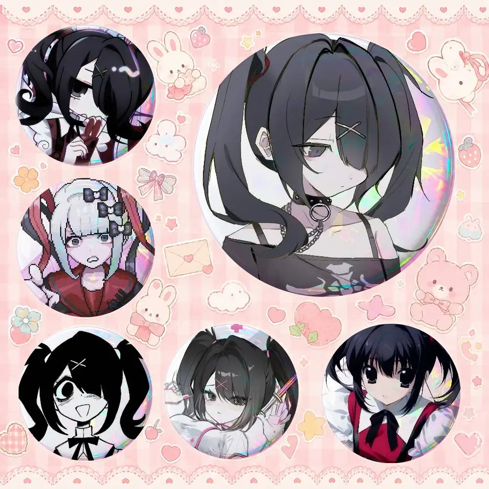 A-ame C-chan Creative Round Button Pins Badge Set Cartoon Anime Movie Music Pattern Brooches For Bags Jackets