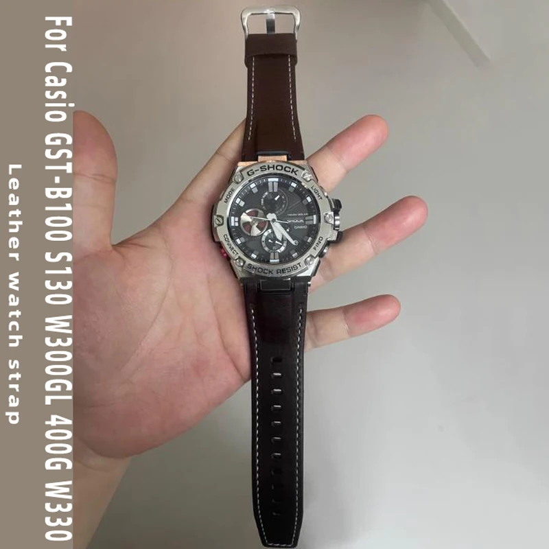 

Мужской кожаный ремешок для часов 26 мм для Casio GST-B100 S130 W300GL 400G W330 GST-W120L s120 W130L S100 Series аксессуары для часов