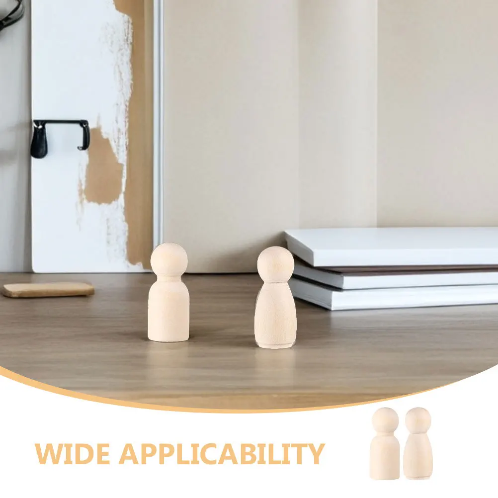 20Pcs Wooden Peg People Unfinished DIY Craft Figures Kids Painting Supplies Blank Wooden Mini Handicraft Toys