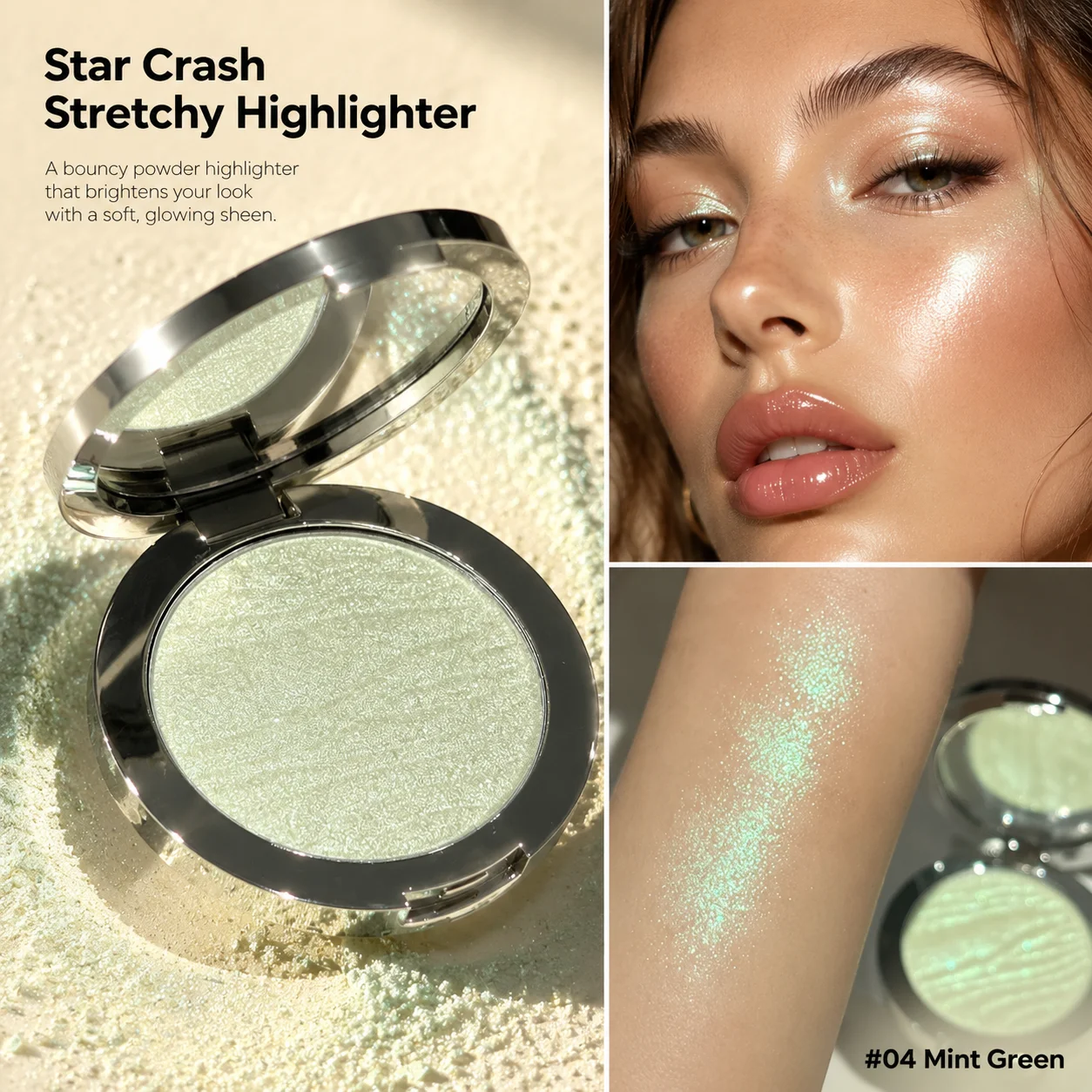 Faiccia Elf Glow Highlighter Powder Talc-Free Shimmery Finish Multi Pastel Shades Long Lasting Brightening Face Makeup