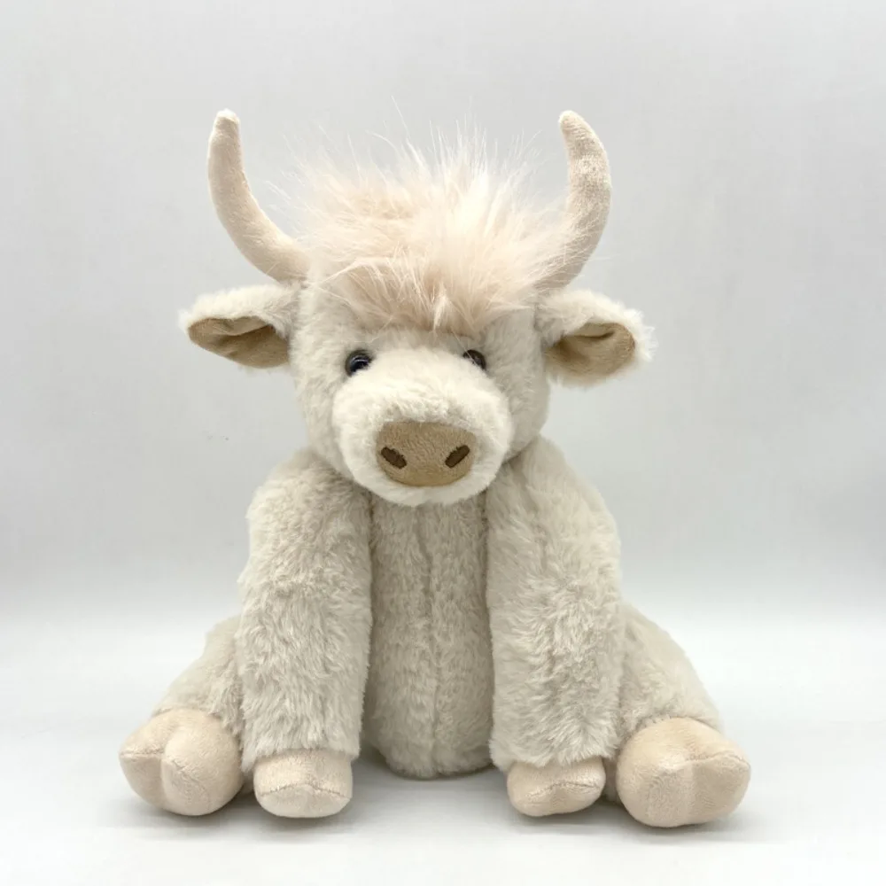 Juguete de simulación de vaca de las tierras altas, Animal relleno de 25cm, vaca escocesa de las tierras altas, muñeco de peluche bonito, regalo de Yak de pelo largo