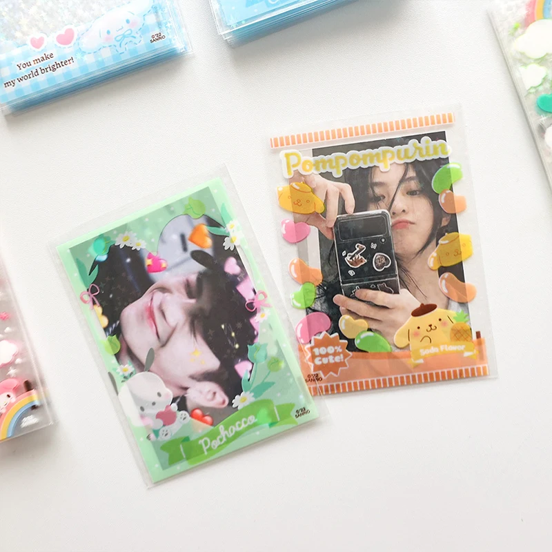 20Pcs Cute Sanrio Cartoon Characters Kpop Photo Card Holder Idol Laser Photo Protective Display Sleeves Kawaii Stationery