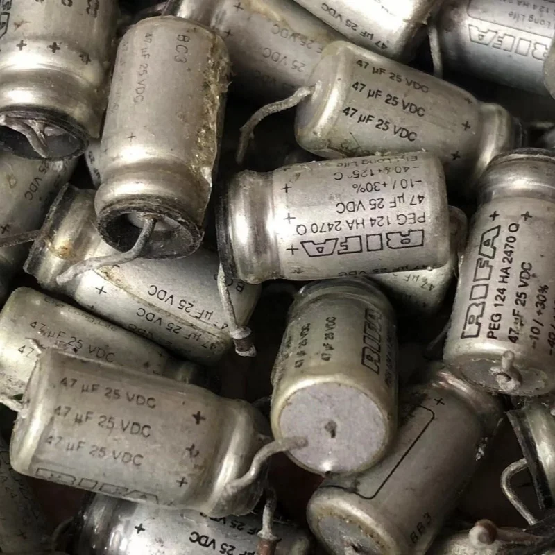 20PCS Second-hand disassembled PEG124 series 47UF 25V DC high-end audio electrolytic capacitor, 9 pieces, 19MM in size