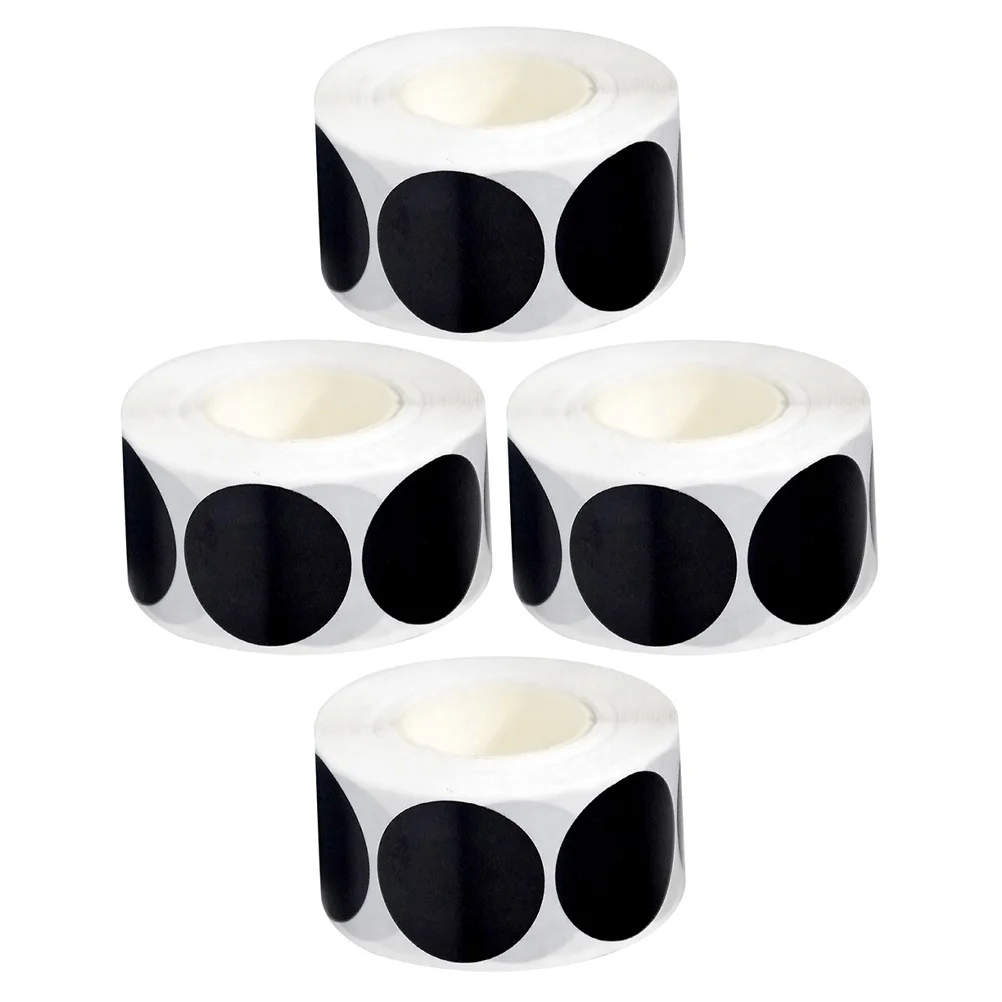 

4 рулона черных круглых этикеток, постоянные клейкие наклейки для офиса, школы, этикетки для черной кладовой, уплотнительные наклейки