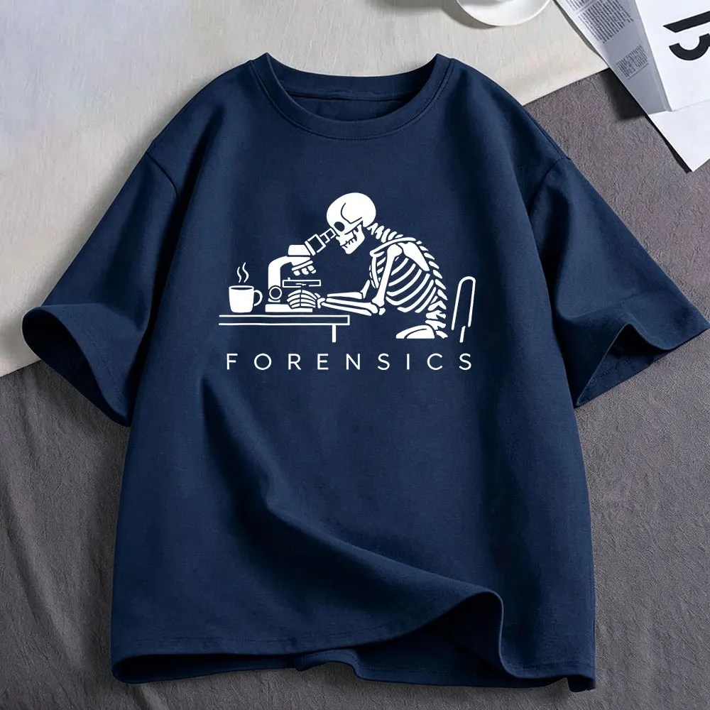Forensic Scientist T-Shirt Skeleton Microscope Funny Meme T Shirts Men Women Oversized Fashion Short Sleeve T-shirts Streetwear