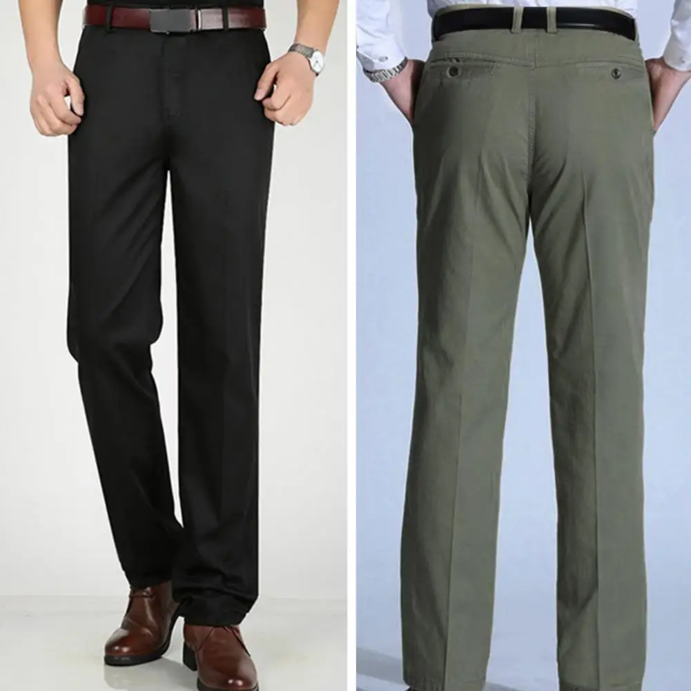 

Popular Stretchy Pocket Pants Simple Men Pants Straight Full Length Trousers for Business Office Work Daily