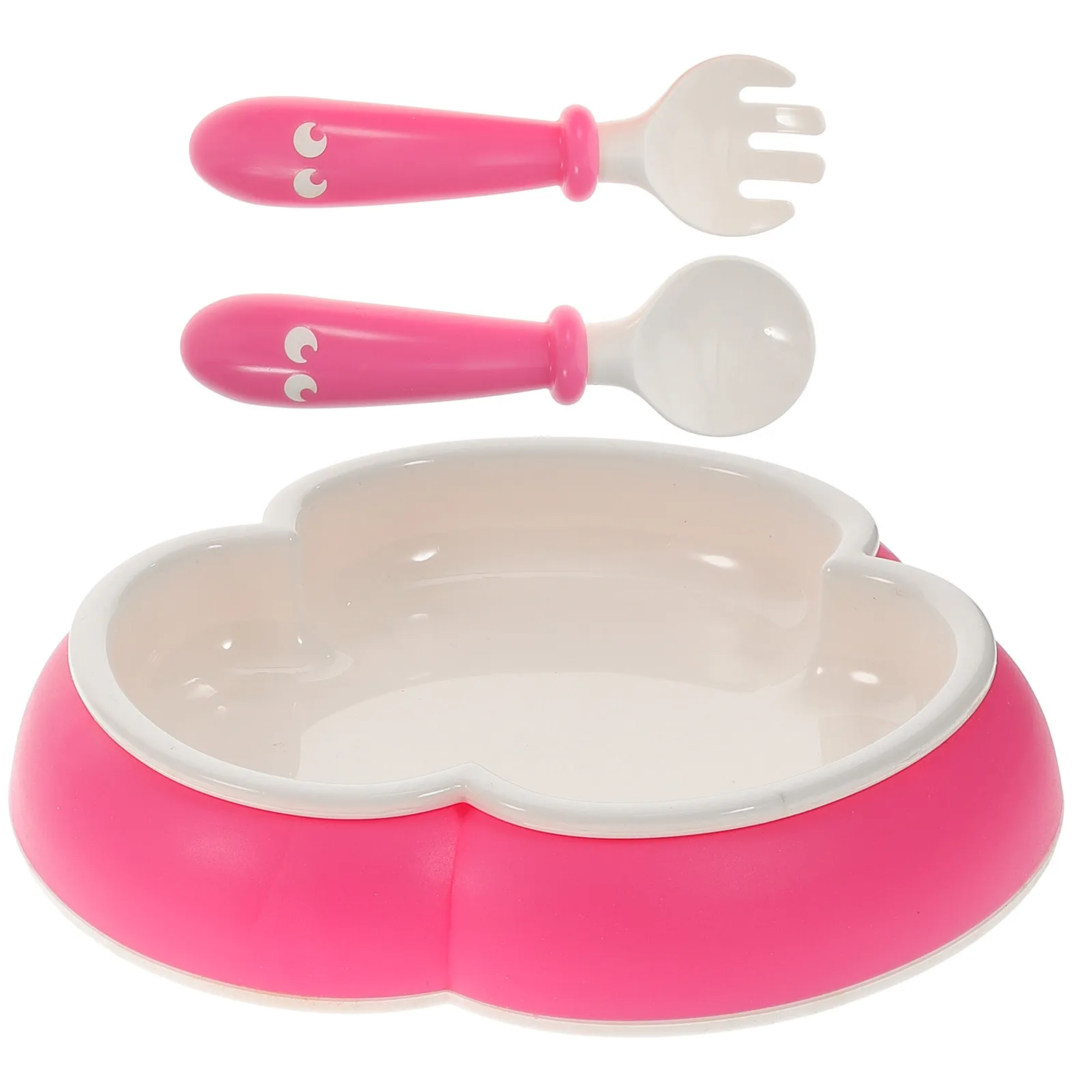 

1Set Silicone Baby Tableware Kit Suction Cup Bowl Spoon Fork for Baby Self Feeding Learning Comfortable Rounded Edges Dishwasher
