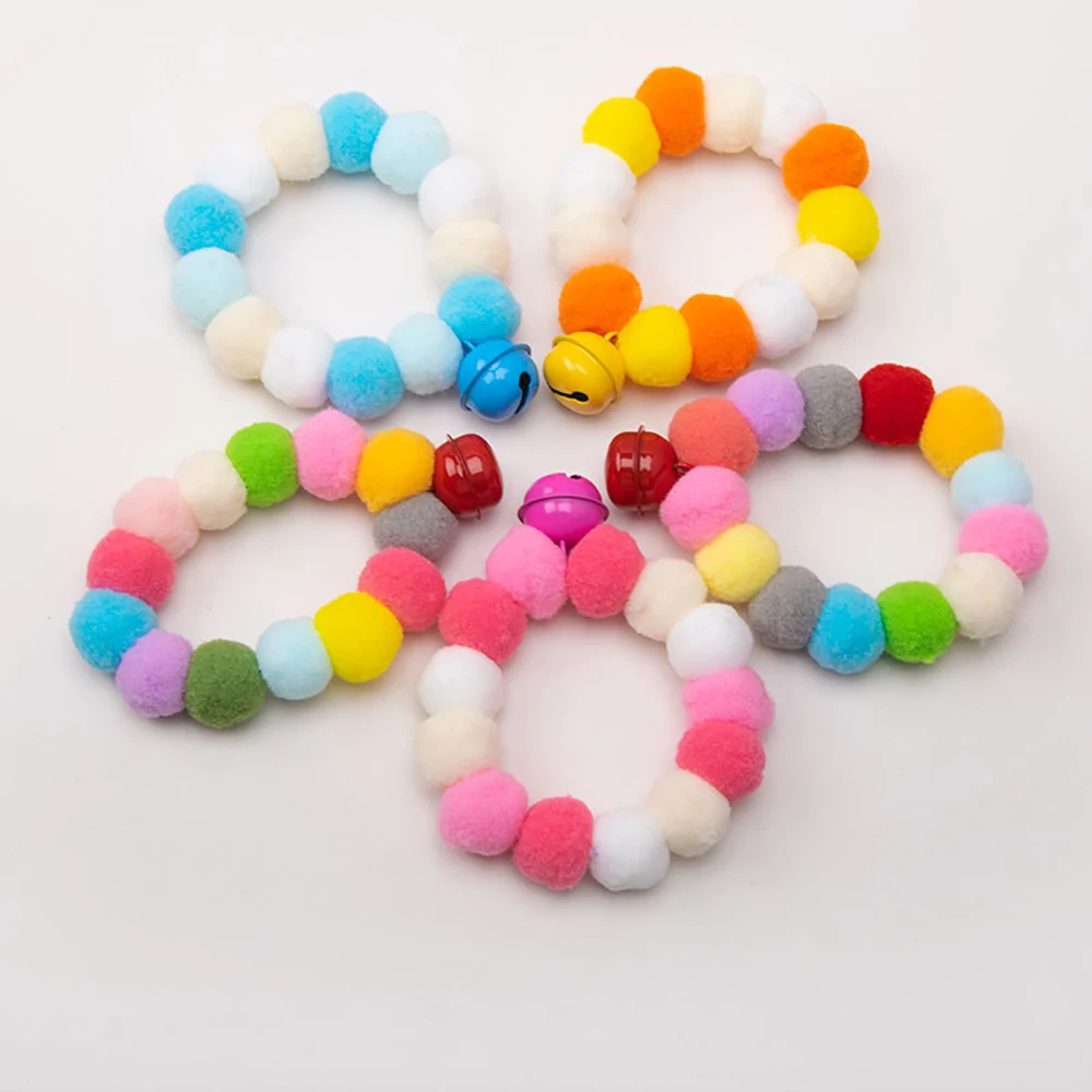 30pcs New Pet Dog Bow Tie Rainbow Flower Hair Ball Necklace Collar Pet Dog Cat Bowties Neckties Dog Grooming Accessories